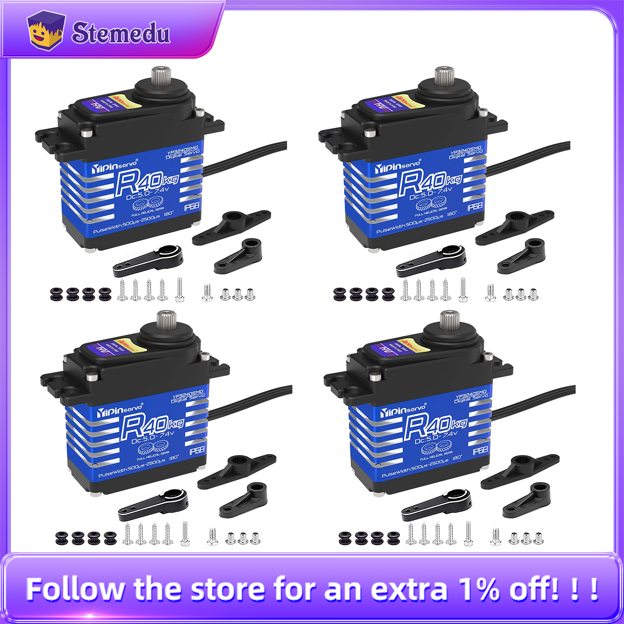 Rc Hobby Tools - 4PCS YiPinservo 40kg Metal Gear 7.4V